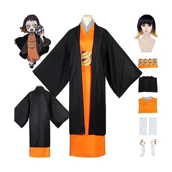 Tjmiaohao Anime Susamaru Cosplay Costume Outfit Demon Slayer Uniforme Cape Perruque Boucles doreilles Ensemble Complet Hallo