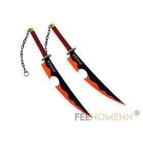 FÉENOMENN Katana Demon Slayer - Tengen UZUI - Pack 2 Katanas Lames Bois Colorées 90cm