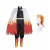 Bokerom Anime Cosplay Demon Slayer Costume pour Rengoku Kyoujurou Outfit Halloween Kimono Maid Dress Avec Perruque X-Large,G
