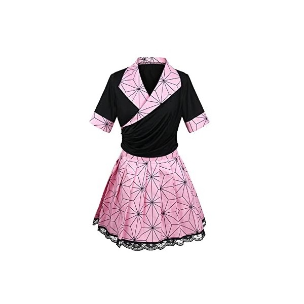 SFWXCOS Costume Demon Slayer Cosplay Tanjirou, Zenitsu, Nezuko, Giyuu, Shinobu Uniforme Dress Pour Femme et Fille
