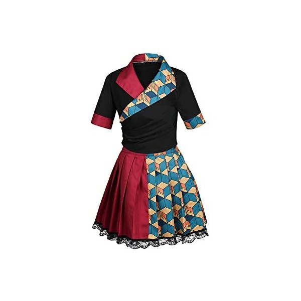 SFWXCOS Costume Demon Slayer Cosplay Tanjirou, Zenitsu, Nezuko, Giyuu, Shinobu Uniforme Dress Pour Femme et Fille