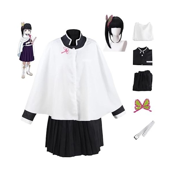 MIGUOO Anime Demon Slayer Tsuyuri Kanao Cosplay Halloween Costumes Fête Costumes Et Uniformes De Servante Avec Perruque XS,K