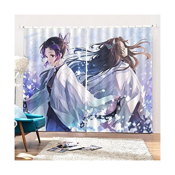 Dem-on Slay-ER Rideau Fenetre Dessin Animé, Rideaux et Draperies IntéRieurs, Decoration Maison pour Enfant Chambre-Multicolor