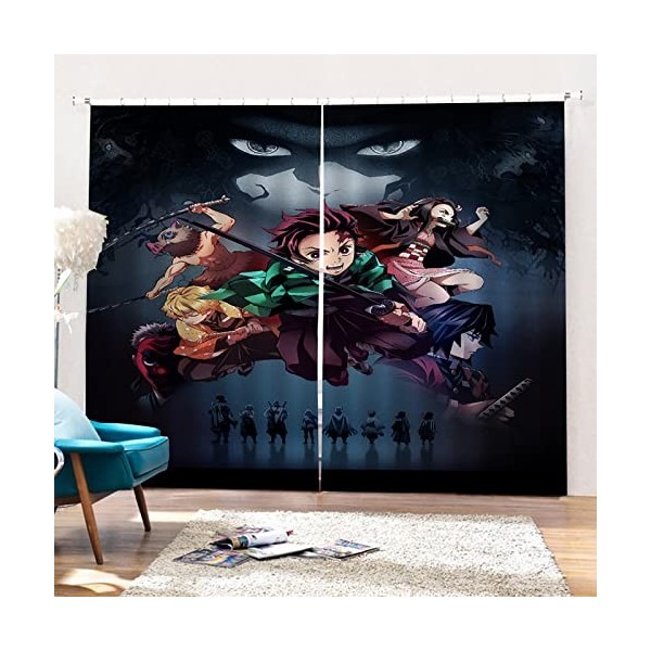 Dem-on Slay-ER Rideau Fenetre Dessin Animé, Rideaux et Draperies IntéRieurs, Decoration Maison pour Enfant Chambre-Multicolor
