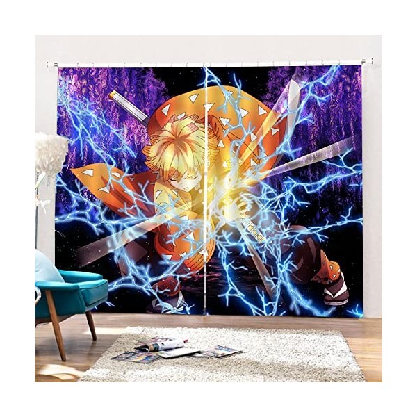 Dem-on Slay-ER Rideau Fenetre Dessin Animé, Rideaux et Draperies IntéRieurs, Decoration Maison pour Enfant Chambre-Multicolor