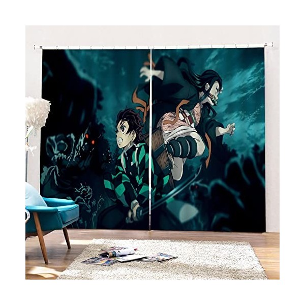 Dem-on Slay-ER Rideau Fenetre Dessin Animé, Rideaux et Draperies IntéRieurs, Decoration Maison pour Enfant Chambre-Multicolor