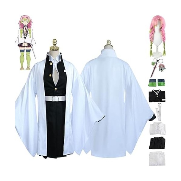 NIKKHO Costume de Cosplay Demon Slayer, personnage danime Kanroji Mitsuri Cosplay Kimono costume, ensemble duniforme de fêt