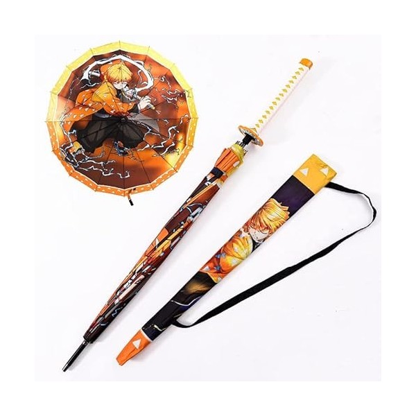 Demon Slayer Samurai Parapluie, Anime Cosplay Ninja Katana Parapluie de protection solaire, 16 os 210T Étanche étanche coupe-