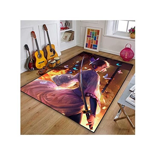 PacuM Tapis Antidérapant Moderne Minimaliste Chambre Demon Slayer Tapis denfants,Peut Être Lavé Ménage Décoration Sauvage Ta
