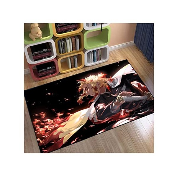 PacuM Tapis Antidérapant Moderne Minimaliste Chambre Demon Slayer Tapis denfants,Peut Être Lavé Ménage Décoration Sauvage Ta
