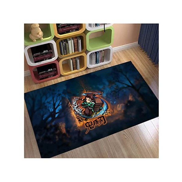 PacuM Tapis Antidérapant Moderne Minimaliste Chambre Demon Slayer Tapis denfants,Peut Être Lavé Ménage Décoration Sauvage Ta