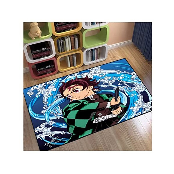 PacuM Tapis Antidérapant Moderne Minimaliste Chambre Demon Slayer Tapis denfants,Peut Être Lavé Ménage Décoration Sauvage Ta