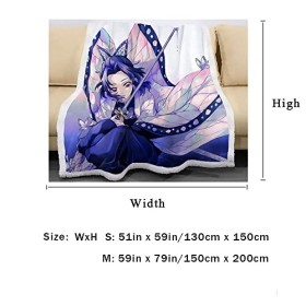 MAMON Demon Slayer Polaire Plaid, Anime Couvertures de Chambre, Chaud Épais Couverture, Plaid Polaire pour Enfants et Adultes