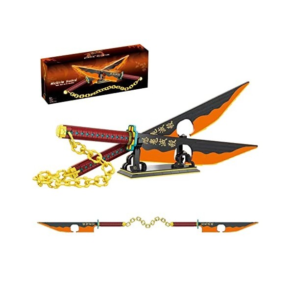 FDEYES Bloc de Construction dépée Tengen Uzui 1478 pièces, Tueur de démons, épées danime 210 cm, Katana Fait Main Cosplay, 