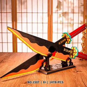 FDEYES Bloc de Construction dépée Tengen Uzui 1478 pièces, Tueur de démons, épées danime 210 cm, Katana Fait Main Cosplay, 