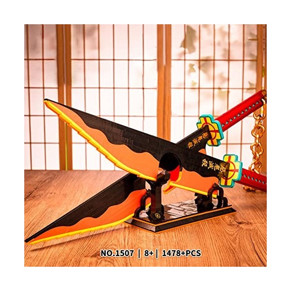 FDEYES Bloc de Construction dépée Tengen Uzui 1478 pièces, Tueur de démons, épées danime 210 cm, Katana Fait Main Cosplay, 