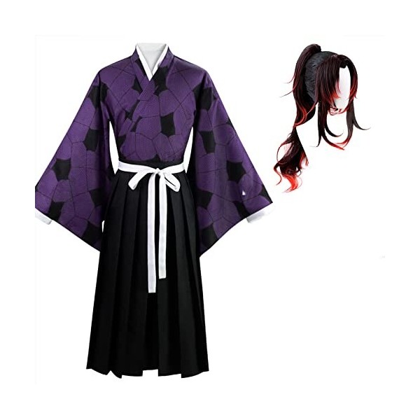 JYakeji Japonais Anime Demon Slayer Cosplay,Kokushibou Cosplay Costume Set Kimono avec perruque,Convient pour Cosplay X-Larg