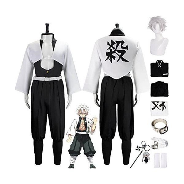 Tjmiaohao Anime Personnage Shinazugawa Sanemi Cosplay Costume Outfit Demon Slayer Uniforme Perruque Ensemble Complet Hallowee