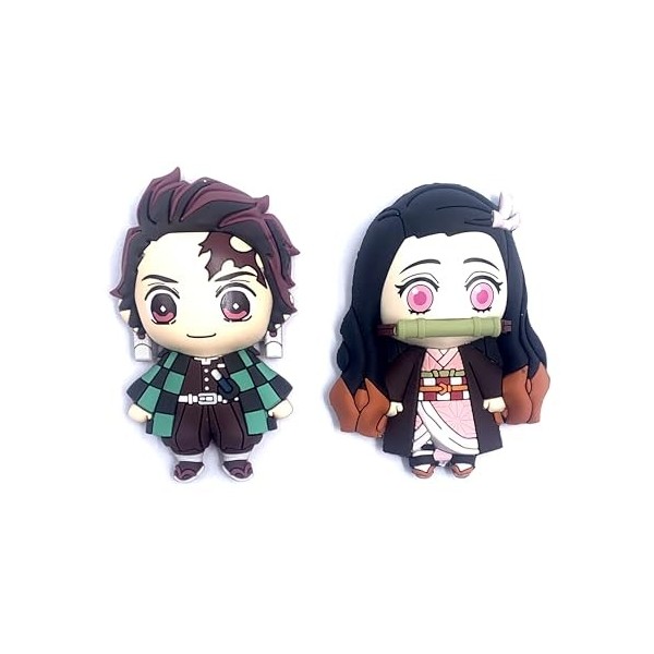 Kimetsu no Yaiba Demon Slayer Tanjiro Kamado & Nezuko Kamado – Lot de 2 aimants en mousse 3D Demon Slayer – Aimants pour réfr