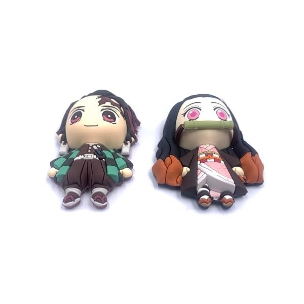 Kimetsu no Yaiba Demon Slayer Tanjiro Kamado & Nezuko Kamado – Lot de 2 aimants en mousse 3D Demon Slayer – Aimants pour réfr