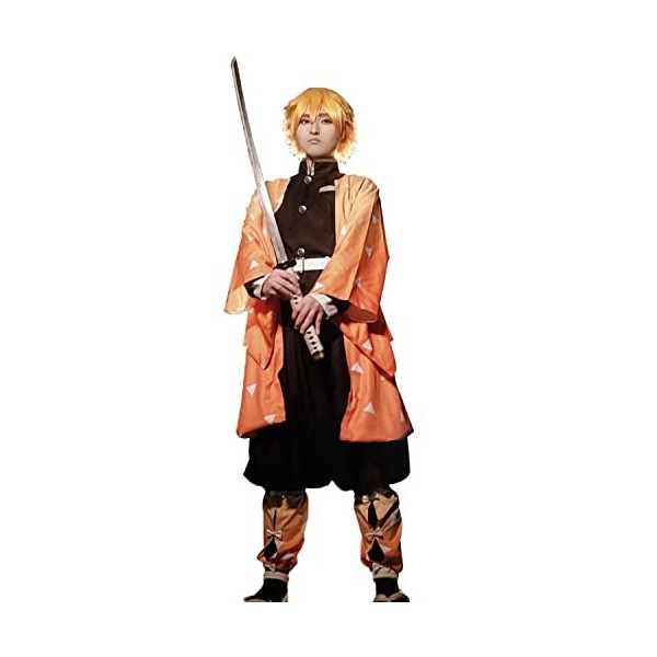 Fiamll Tanjirou Zenitsu Giyuu Costume de cosplay pour anime japonais, kimono demon cosplay, costume dHalloween, Zenitsu Agat