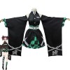 Anime Demon Slayer Kamado Tanjirou Cosplay Kimono Outfit, Kimetsu No Yaiba Robe Ensemble Complet Halloween Fête de Noël Unifo