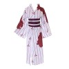 Kawaii-Story MN-222 Kimono 4 pièces pour cosplay avec taches de sang Blanc/rouge pour Halloween Nezuko Kamado Demon Slayer M
