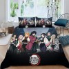 POCHY Housse de Couette 220x240 - Demon Slayer Manga imprimée 3D Housse de Couette 220x240 cm et 2 taies doreiller 50x75 cm,