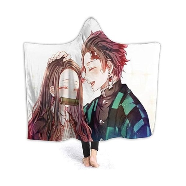 POWERFY Dem-on Slay-ER Plaid&nbsp;Polaire à Capuche, Couverture Douce Chaude en Flanelle, Super et Chaude Couvre-lit Douillet pour