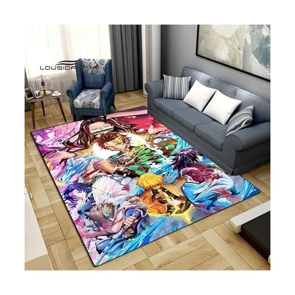 BGAFAG Demon Slayer Mode Tapis Anime 3D Imprimé pour Salon Chambre Grand Tapis Doux Maison Enfants Chambre Mignon Tapis De So
