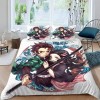 Housse de Couette 220x240 avec 2 Taies doreiller 50x75 cm - Demon Slayer Parure de Lit 220x240 Adulte - Ensembles de Housses
