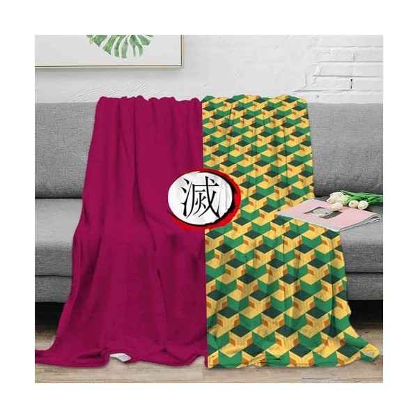 POWERFY Dem-on Slay-ER Plaid Polaire en Sherpa, Couverture Chaude en Peluche Anime, Petit Plaid pour Toute La Saison-Multicol