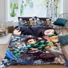 POCHY Housse de Couette 220x240 - Manga Demon Slayer imprimée 3D Housse de Couette 220x240 cm et 2 taies doreiller 50x75 cm,