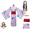 MIGUOO Anime Demon Slayer Cosplay Costume Kamado Nezuko Halloween Costume Party Kimono Complet Perruque XXL,Full Set 