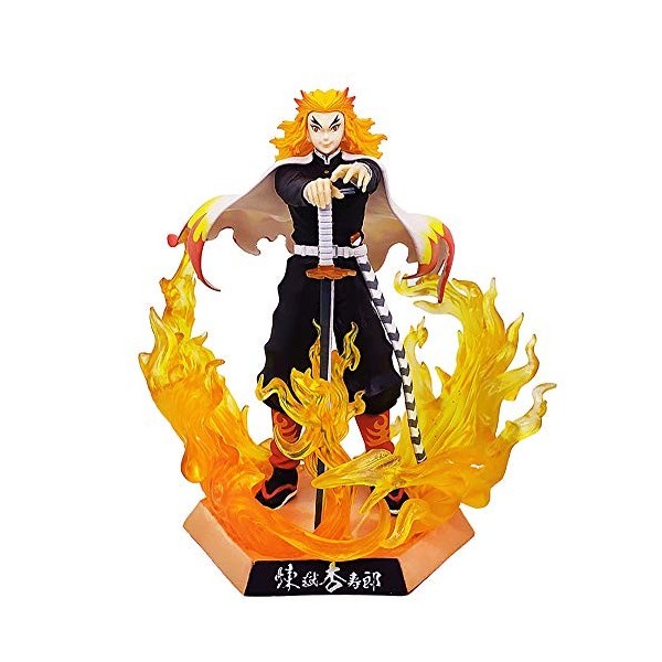 WWSZ Démon Slayer Rengoku Kyoujurou Figure, 20CM Demon Slayer Figurines PVC Jouet Statue Démon Slayer Animation Figure Modèle