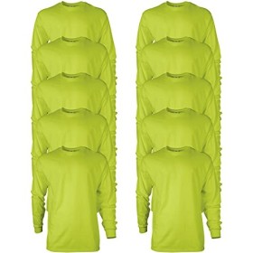 Gildan T-shirt en Ultra Coton, à Manches Longues, Style G2400 Homme, Sport Grey, L, Lot de 10 