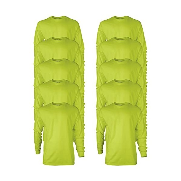 Gildan T-shirt en Ultra Coton, à Manches Longues, Style G2400 Homme, Sport Grey, L, Lot de 10 