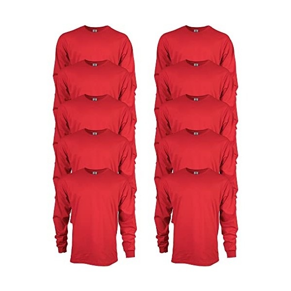 Gildan T-shirt en Ultra Coton, à Manches Longues, Style G2400 Homme, Sport Grey, L, Lot de 10 