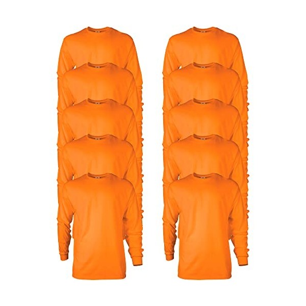 Gildan T-shirt en Ultra Coton, à Manches Longues, Style G2400 Homme, Sport Grey, L, Lot de 10 