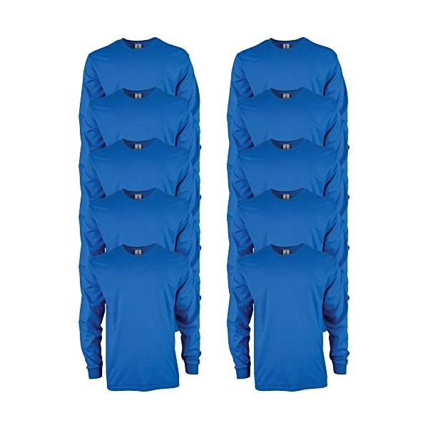 Gildan T-shirt en Ultra Coton, à Manches Longues, Style G2400 Homme, Sport Grey, L, Lot de 10 