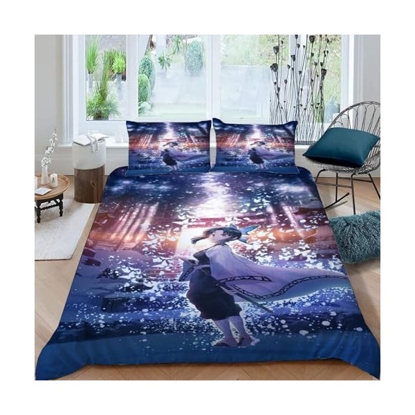 Demon Slayer Manga Housse de Couette 220x240 cm - Parure de Lit Adulte 2 Personnes avec Fermeture Éclair Sets de Housse Couet