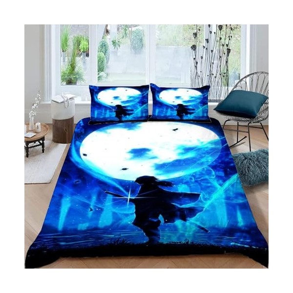 Housse de Couette 220x240 avec 2 Taies doreiller 50x75 cm - Demon Slayer Parure de Lit 220x240 Adulte - Ensembles de Housses