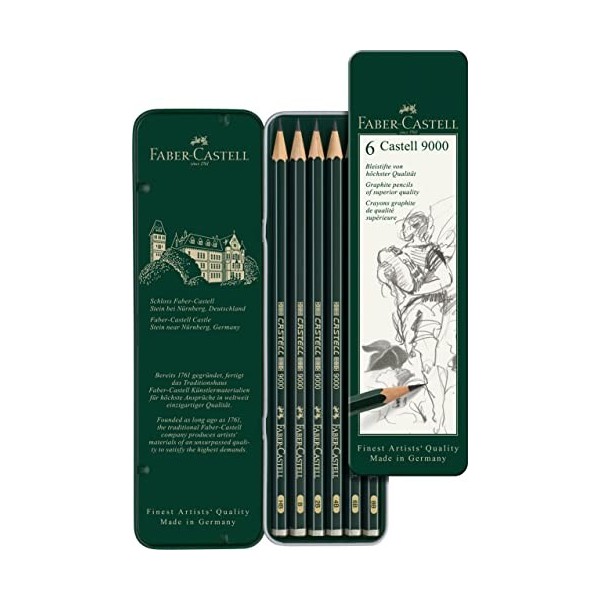 Faber-Castell 119063 Set de 6 crayons graphite CASTELL 9000