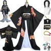 Tjmiaohao Anime Kibutsuji Muzan Cosplay Costume Outfit Demon Slayer Kimono Coiffe Perruque Porte-clés Ensemble Complet Hallow