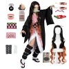 Dreamitpossible Kimono japonais Demon Slayer Nezuko - Pour cosplay - Avec perruques et filet à cheveux - 120 cm