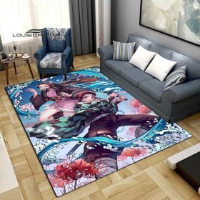BGAFAG Demon Slayer Mode Tapis Anime 3D Imprimé pour Salon Chambre Grand Tapis Doux Maison Enfants Chambre Mignon Tapis De So
