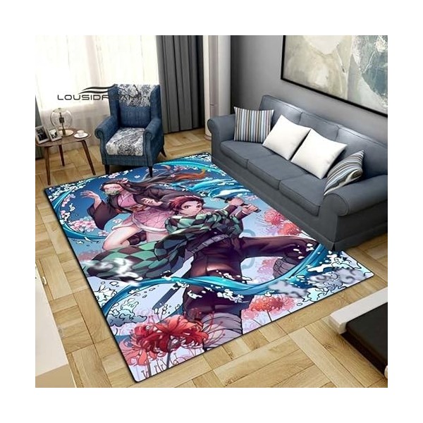 BGAFAG Demon Slayer Mode Tapis Anime 3D Imprimé pour Salon Chambre Grand Tapis Doux Maison Enfants Chambre Mignon Tapis De So