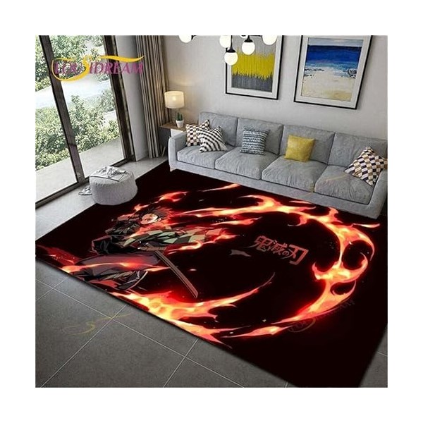 YZGAH Demon Slayer Imprimé Tapis De Salle De Bain Dessin Animé Imprimé Tapis De Sol De Porte Antidérapant G5182 100X160Cm