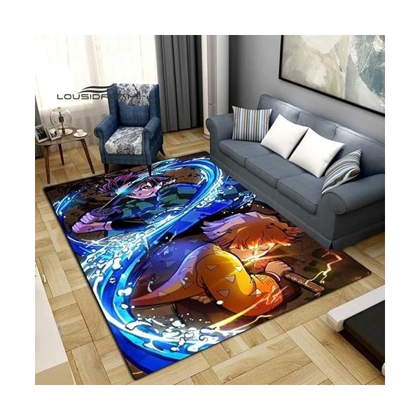 BGAFAG Demon Slayer Mode Tapis Anime 3D Imprimé pour Salon Chambre Grand Tapis Doux Maison Enfants Chambre Mignon Tapis De So