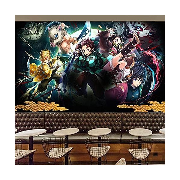 MIKUAJ Papier peint 3D Demon Slayer Anime Manga Wall Gym mural personnalisé pour salon chambre décoration murale-208x146cm Wx